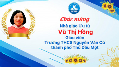Cô Vũ Thị Hồng giáo viên trường THCS Nguyễn Văn Cừ công nhận danh hiệu Nhà giáo Ưu Tú năm 2023
